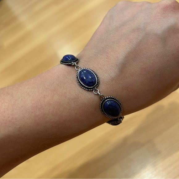 New Lapiz Lazuli Sterling Bracelet - Picture 2 of 8